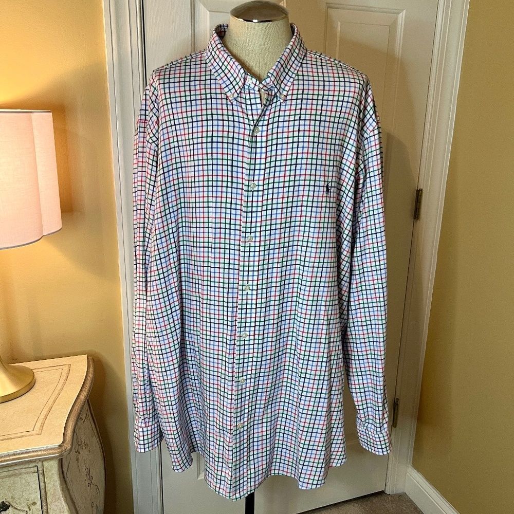 EUC Men's Ralph Lauren Performance Plaid Check Flannel Button Down Shirt 4XLT